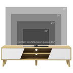Meuble TV pour télévision jusqu'à 65 pouces design scandinave 2 portes 2 niches avec passe-câbles 150 x 30 x 42 cm-6