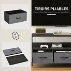 Meuble TV, meuble télé pour téléviseur jusqu'à 55 pouces avec 3 tiroirs et pieds en acier 120 x 29 x 56 cm noir-3