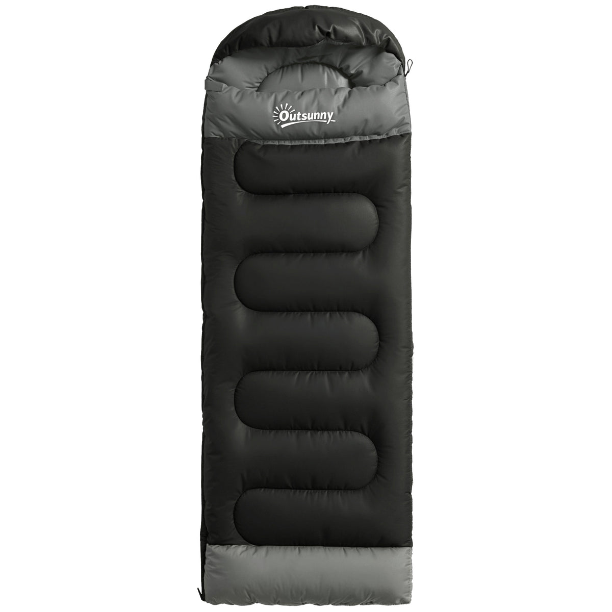 Sac de Couchage Adulte, avec Section Tête, Fermeture Éclair et Sac de Rangement, 300 g/m², 215x75x10cm, Noir-0