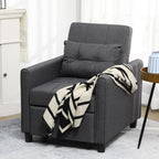 Fauteuil convertible 1 place 3 en 1 dossier réglable en 3 positions oreiller inclus 2 poches latérales 69x82x85cm gris-9