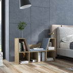 Bibliothèque Banc 2 en 1 Design Contemporain 6 casiers 3 Coussins fournis 102L x 30l x 61H cm Chêne Gris-1