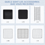 Cage parc enclos rongeurs modulable dim. L 111 x l 75 x H 119 cm 3 niveaux 4 portes fil métallique noir-6