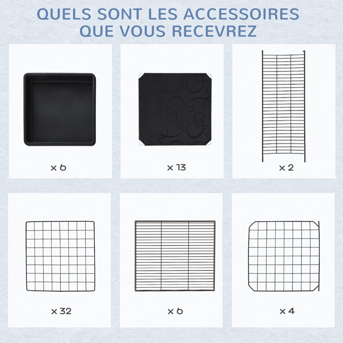 Cage parc enclos rongeurs modulable dim. L 111 x l 75 x H 119 cm 3 niveaux 4 portes fil métallique noir-6