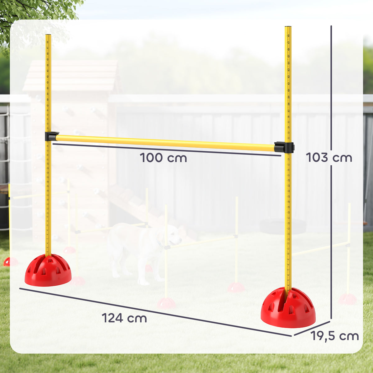 Kit d'équipement d'agilité pour chien avec 4 haies de saut réglables en hauteur, sac de transport, jaune et orange-2