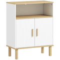 Meuble de salle de bain, meuble de rangement avec 2 portes, compartiment ouvert, étagère réglable, 60x29,5x76,5cm, blanc-0