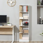 Bibliothèque Étagère de Rangement avec 5 Compartiments Ouverts Design Simple Moderne Blanc et Chêne-7