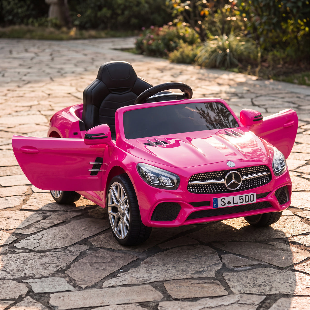 Voiture Électrique Enfants 12V Mercedes-Benz SL500, 3-5 km/h, 2 Moteurs, Télécommande 2,4G, pour 3-5 Ans, Rose-9