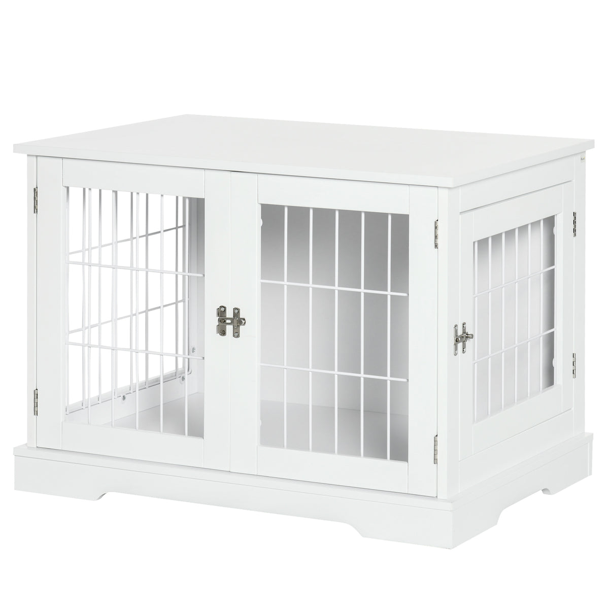 Cage pour chien animaux 2 en 1 table d'appoint meuble cage chien intérieur avec 2 portes verrouillables - dim. 76L x 54.5l x 56H cm - Métal et MDF-0