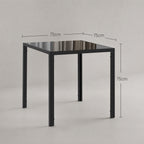 Table à manger pour 4 personnes, table de cuisine avec plateau en verre trempé et pieds en acier, 75 x 75 x 75 cm, noir-2