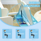 Ensemble bureau et chaise pour enfants hauteur réglable et plateau inclinable 0-60° table 80 x 52 x 88-109 cm bleu-4