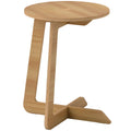 Table d'Appoint en Forme C, Plateau Rond Ø 36 cm, Table Basse Moderne, Compact, Montage par Clipsage, Effet Bois Naturel-0