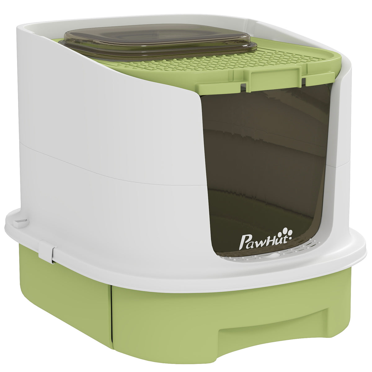 Maison de toilette pour chat bac à litière fermé chat avec porte translucide pelle incluse 40,5 x 52,5 x 42,5 cm vert-0