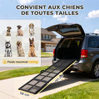 Rampe pour Chien Pliable en Acier, Escalier pour Chien avec Surface Antidérapante, Charge 180 kg, 191 x 50 x 4 cm, Noir-2