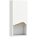 Armoire murale de salle de bain avec porte à fermeture douce, étagère réglable et compartiment ouvert, 30x17x67cm, blanc-0