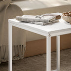 Lot de 2 tables basses gigognes carrées, tables gigognes de salon avec cadre en acier, style moderne, blanc-8