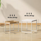 Lot de 2 tables basses gigognes carrées, tables gigognes de salon avec cadre en acier, style moderne, blanc-2
