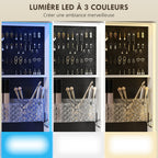Armoire à bijoux armoire avec miroir sur pied pivotante à 360° éclairage LED 37x40x165,5cm cadre blanc, doublure noire-4