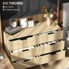 Commode 6 tiroirs Commode moderne pour chambre à coucher avec design anti-basculement 110L x 40l x 75H cm Aspect bois-3