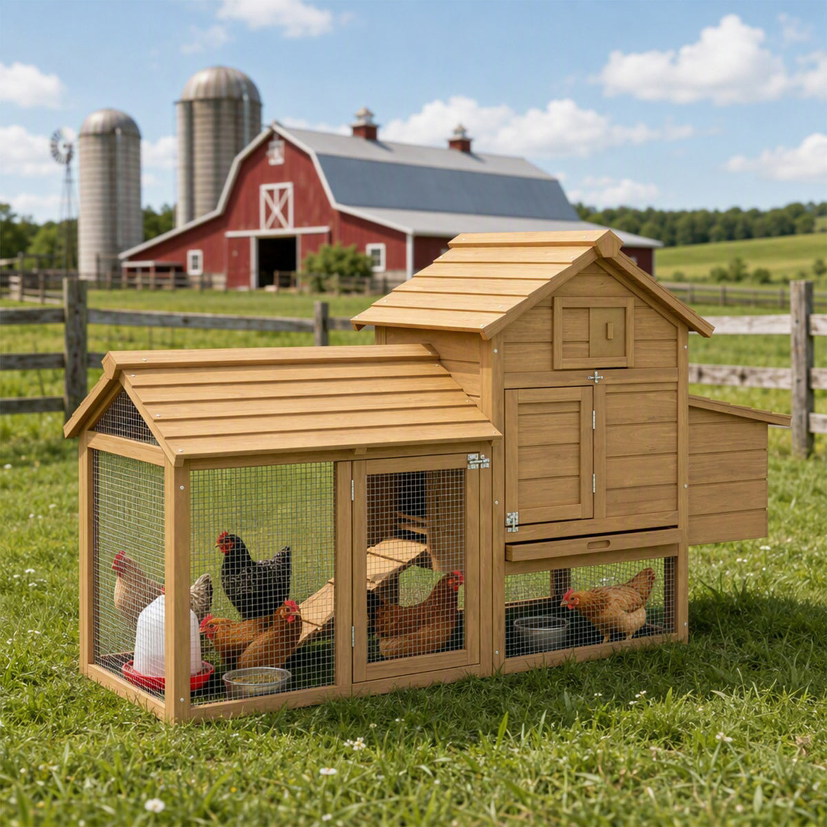 Petit poulailler cottage cage à poules sur pied dim. 151L x 54l x 87H cm multi-équipement bois massif de sapin-1