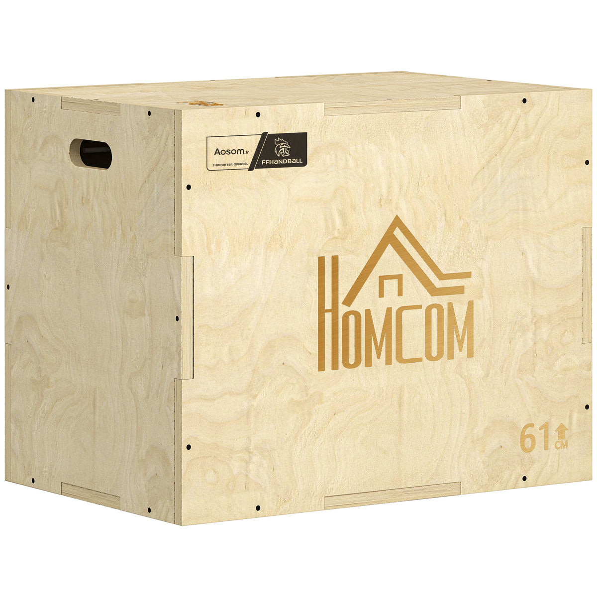 Box jump pliométrie 3 en 1 - Collaboration .fr x FFHandball - saut musculation fitness 61x51x76cm bois-0