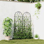 Support pour plantes grimpantes avec motif lot de 2 treillis de jardin pour vigne fleurs légumes métal 50 x 150 cm noir-9