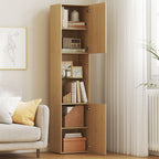 Armoire salle de bain haute, meuble de rangement colonne 6 niveaux 2 portes et étagères réglables, 40x31x182cm, chêne-7