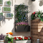 Jardinière avec treillis, bac à fleurs pour plantes grimpantes, légumes, fleurs en métal 61 x 23 x 113 cm noir-6