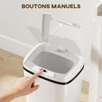 Poubelle de cuisine automatique 15L, poubelle à capteur de mouvement sans contact, 27,6 x 21,4 x 33,5 cm, blanc-4
