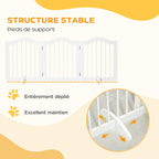 Barrière de sécurité chien barrière modulable pliable pour animaux de compagnie avec pied de support MDF bois massif 154,5 x 61 cm blanc-6