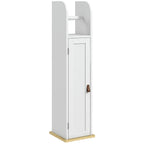 Meuble de salle de bain support papier toilette avec placard et étagères réglables 20 x 20 x 80 cm blanc-0