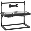 Gamelles surrélevées chien avec support réglable en hauteur de 11 à 33 cm 2 bols en acier inoxydables amovibles noir-0