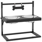 Gamelles surrélevées chien avec support réglable en hauteur de 11 à 33 cm 2 bols en acier inoxydables amovibles noir-0