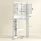 Meuble WC dessus de toilette meuble salle de bain avec placard à porte double et porte-papier 80x19,5x170cm blanc-2