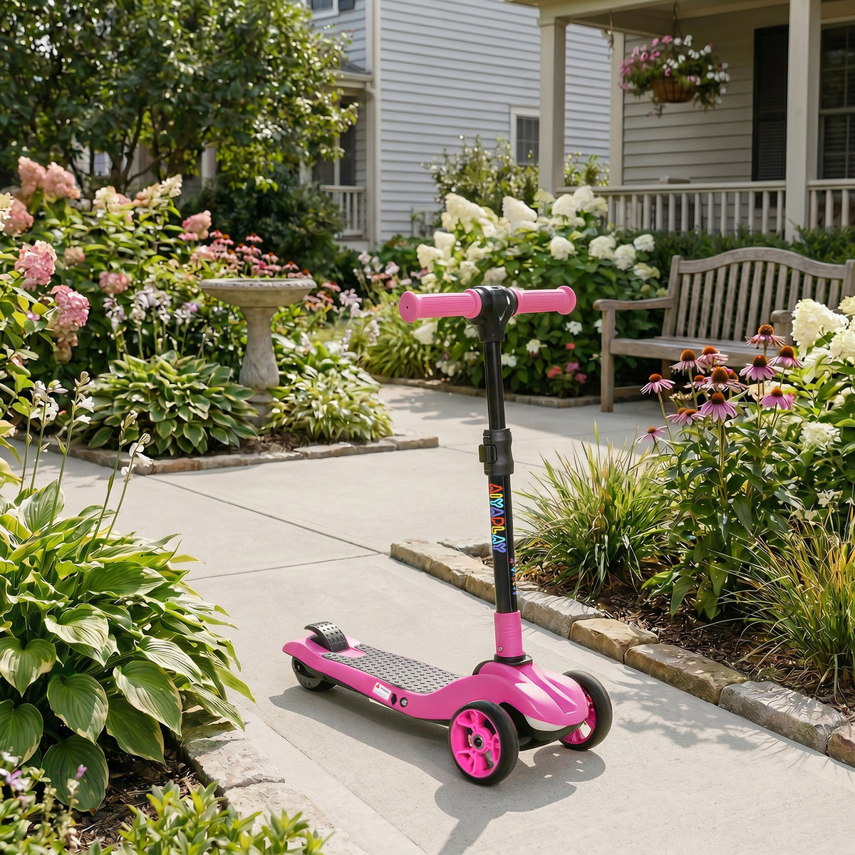 Trottinette électrique pour enfant 6 à 10 ans, pliable 3 roues démarrage zéro, vitesse maximale 8 km/h 64x29x83cm rose-1