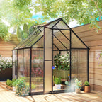 Serre de Jardin en Aluminium Polycarbonate, Montage Rapide, Fenêtre Réglable, Porte Battante, 178x168x195cm, Transparent-9