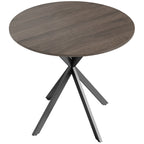 Table à Manger Ronde pour 2 Personnes avec Plateau Aspect Bois et Piètement Croisé en Acier, Marron-0