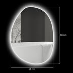 Miroir salle de bain avec éclairage LED 80 x 60 cm, miroir lumineux mural avec antibuée, mémoire, IP44, argenté-2