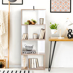 Bibliothèque à 4 niveaux, meuble de rangement en forme de S avec étagères, étagère de rangement pour salon, chambre bureau, 60 x 24 x 148 cm, bois naturel et blanc-7