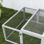 Clapier cage à lapins extérieur intérieur 2 portes supérieures 181L x 100l x 48H cm bois massif gris-8
