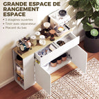 Buffet meuble de rangement avec 2 tiroirs 3 étagères ouvertes et placard 2 portes 110 x 29,5 x 82 cm blanc-3