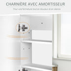 Armoire murale salle de bain avec miroir, 80 x 15 x 60 cm, meuble salle de bain, armoire de toilette avec double portes et étagères réglables, blanc-6