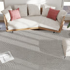 Tapis salon 230 x 160 cm, tapis à poils épais géométrique, moelleux et antidérapant, gris-7