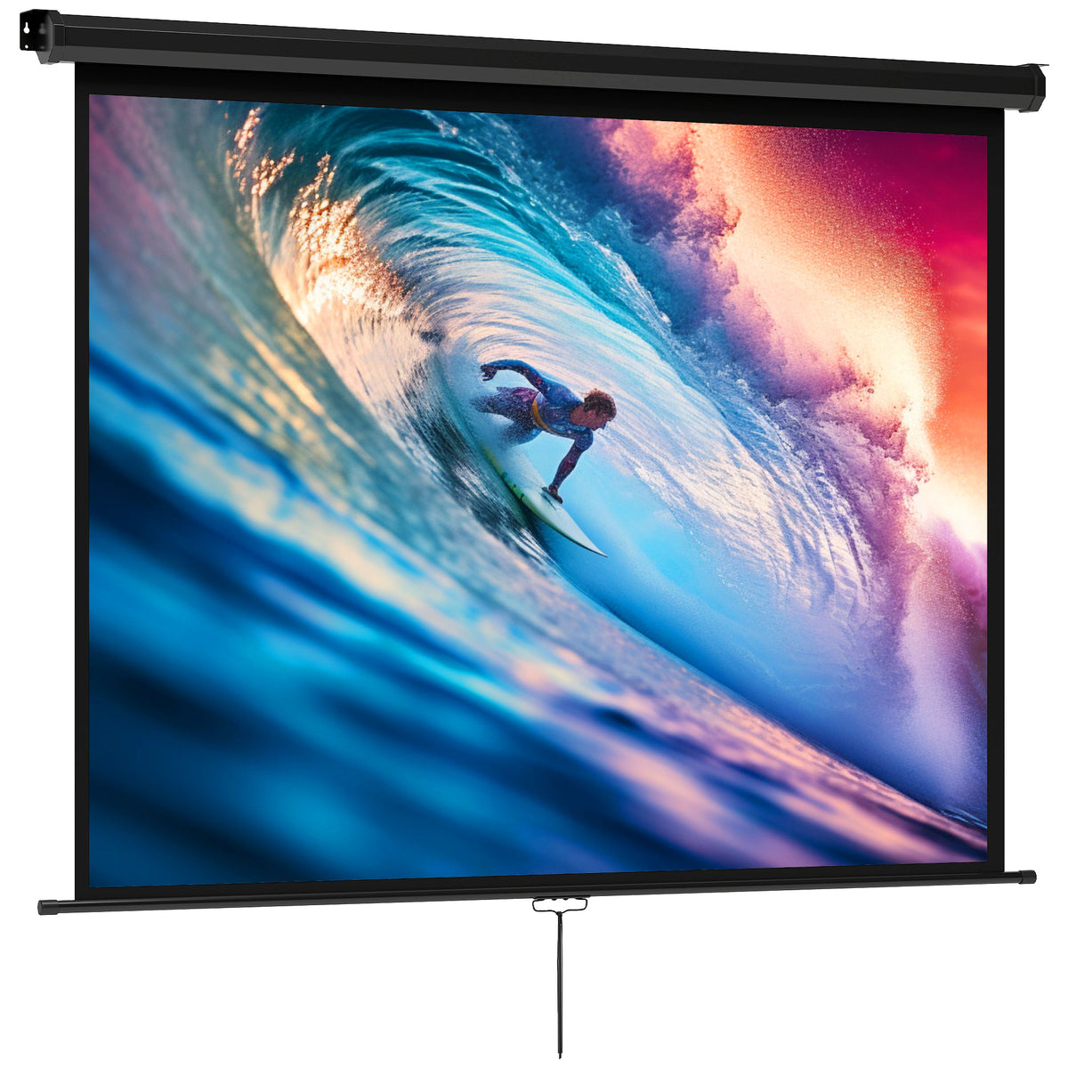 Écran de projection de 84 pouces, écran vidéoprojecteur, 4:3 4K HD, fixation mur ou plafond, 181l x 8P x 138H cm, noir-0