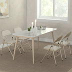 Lot de 4 chaises pliantes chaises de salle à manger portables cadre en acier dim. 45l x 46P x 78H cm beige-7
