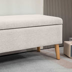 Banc coffre rangement rembourré aspect lin pour chambre à coucher, entrée, salon, charge 220 Kg, 110 x 39 x 45 cm, beige-8