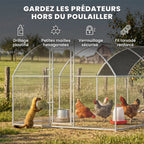 Grand enclos poulailler 15,96 ㎡ parc grillagé toit anti-UV porte verouillable 2,8 x 5,7 x 1,97 m argenté-4