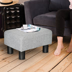Pouf repose-pied tabouret bas en tissu de lin capacité de charge 110 Kg 40 x 30 x 24 cm gris-4