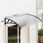 Auvent de Porte d'Entrée, Toit Marquise de Porte Extérieur en Polycarbonate et Profil Aluminium, 110x60cm, Transparent-2