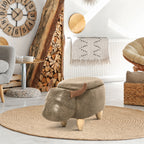 Tabouret Vache - Pouf Vachette - Pouf Taureau Coffre de Rangement 2 en 1 - Pieds Bois d'hévéa revêtement synthétique Aspect Daim Vieilli Marron-1