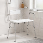 Banc de Transfert Baignoire, Hauteur Réglable à 10 Niveaux, Large Assise, Dossier, Accoudoir, 86x60x89-101cm, Blanc-7